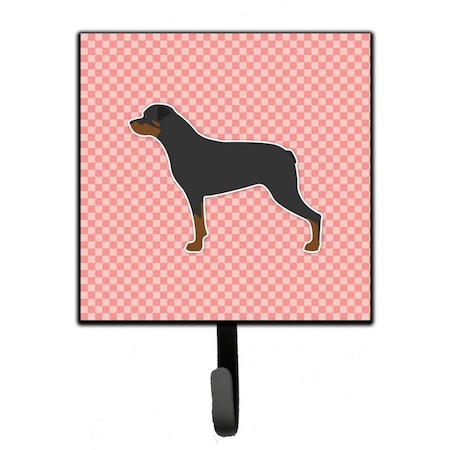 Carolines Treasures Rottweiler Checkerboard Pink Leash or Key Holder BB3666SH4